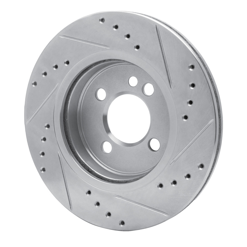 Mini Cooper Brake Rotor (1) - Front Left - R1 Concepts - Drilled & Slotted - Silver - `02-`08